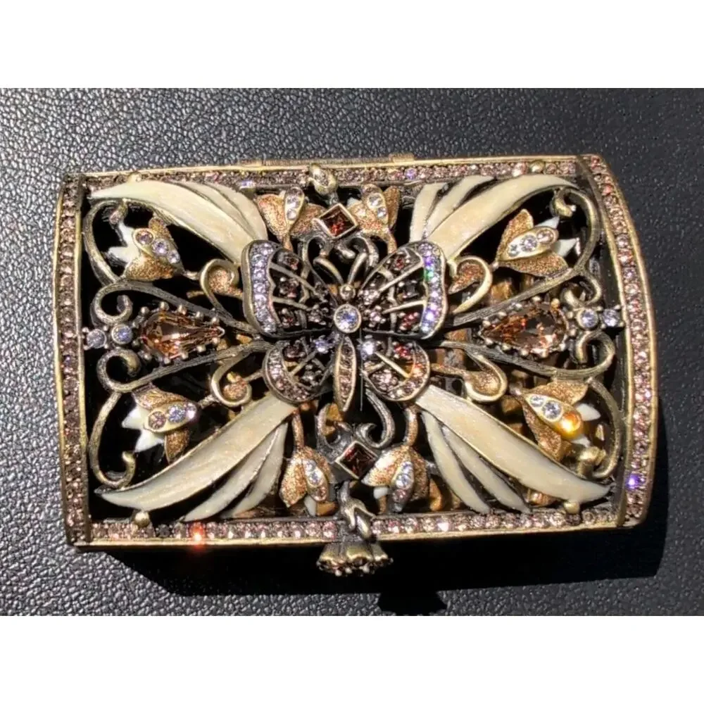 Jay Strongwater Butterfly‎ Trinket Box Enameled Crystals Golden, READ